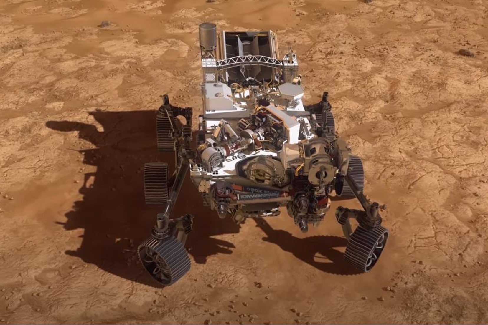 Ilustración artística del rover Perseverance nada más llegar a Marte. Foto: NASA