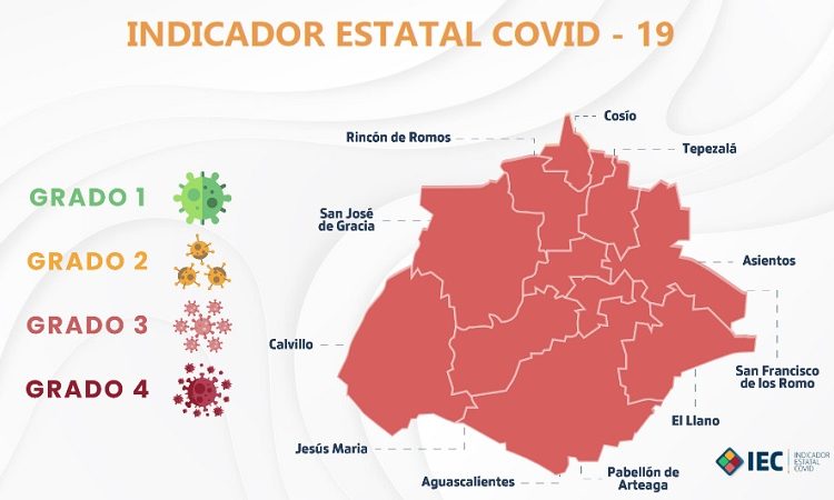 Todo Aguascalientes en color naranja del Indicador Estatal Covid