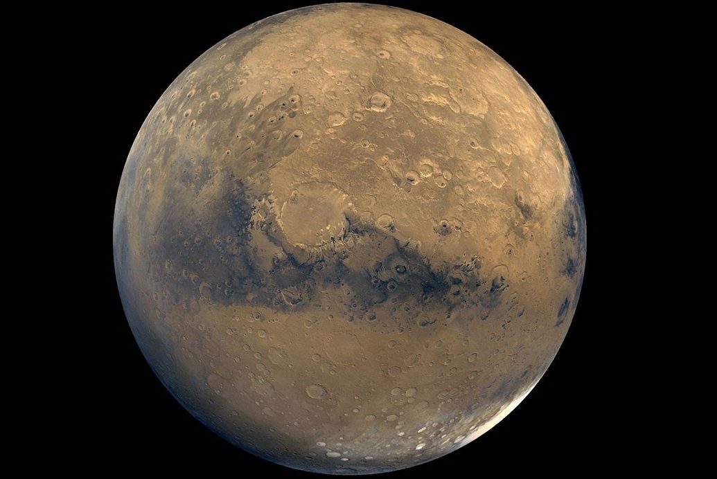 Esta vista global de Marte se compone de unas 100 imágenes de Viking Orbiter.
Foto: NASA/JPL-CALTECH/USGS/Europa Press.