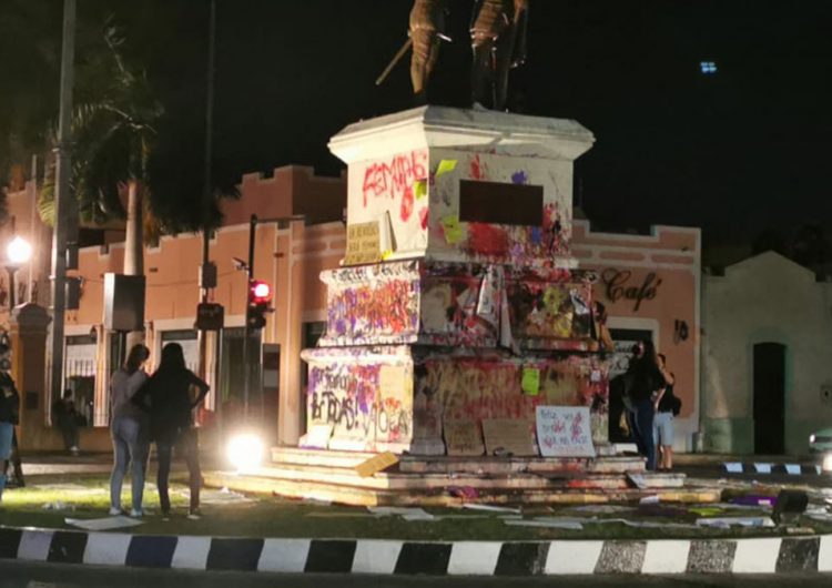 Dañan monumentos feministas yucatecas