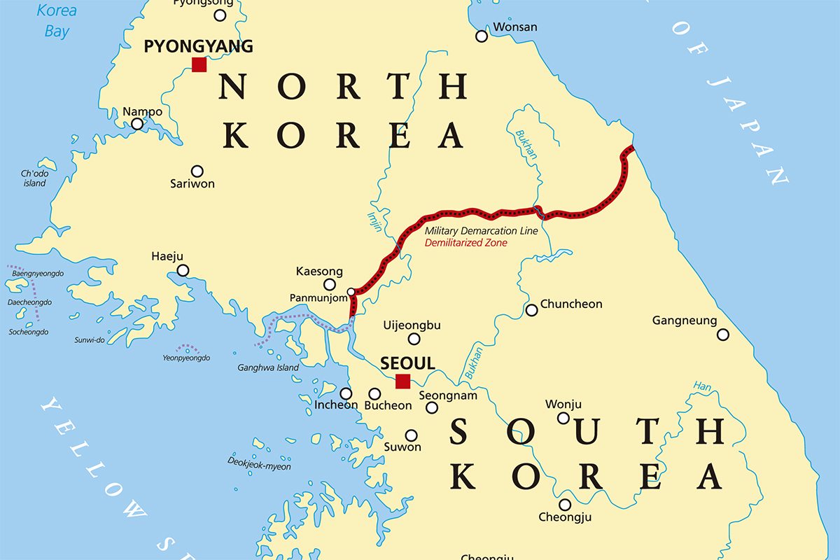 Демилитаризованная зона Корея на карте