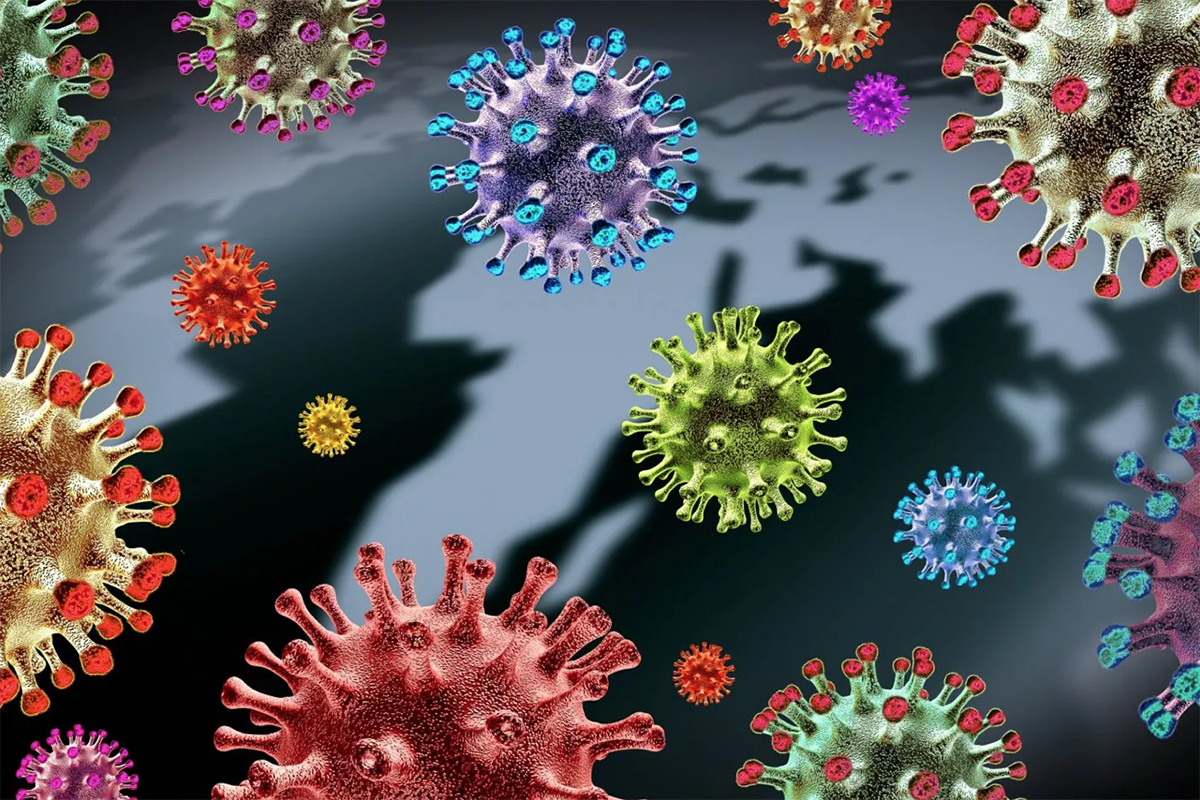 Ilustraciones de partículas del SARS-CoV-2. ¿La variante Mu del coronavirus presenta una amenaza más grande que la Delta? (Foto: iStock)