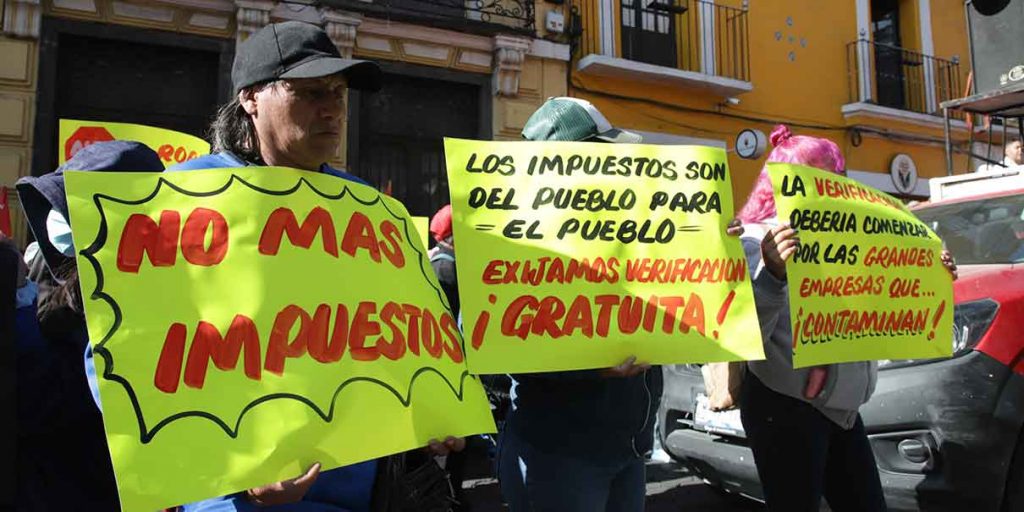 verificación en Puebla, manifestación en contra de la verificación, Antorcha Campesina, Elsa Bracamonte González