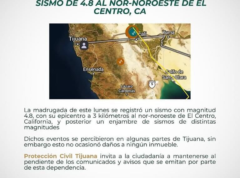 Sin daños estructurales por sismo en Baja California