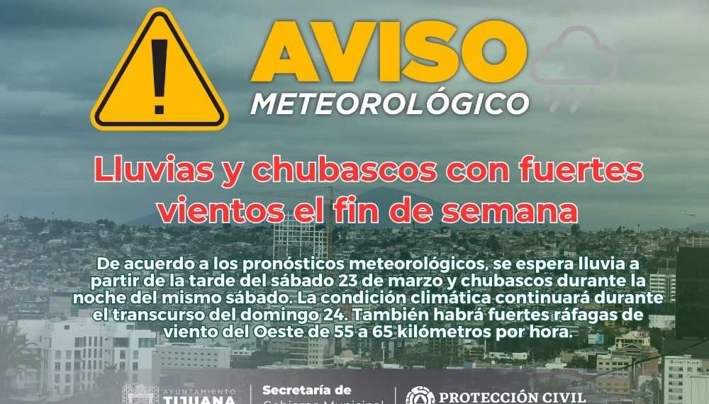 AVISO METEOROLÓGICO DE PROTECCIÓN CIVIL TIJUANA