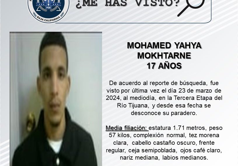 PESQUISA DE MOHAMED YAHYA MOKHTARNE DE 17 AÑOS DE EDAD