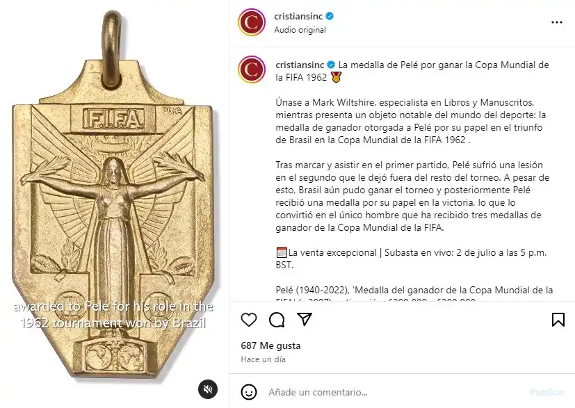 Medalla Pelé subasta