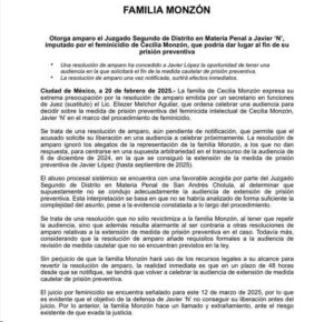 Comunicado familia Monzón