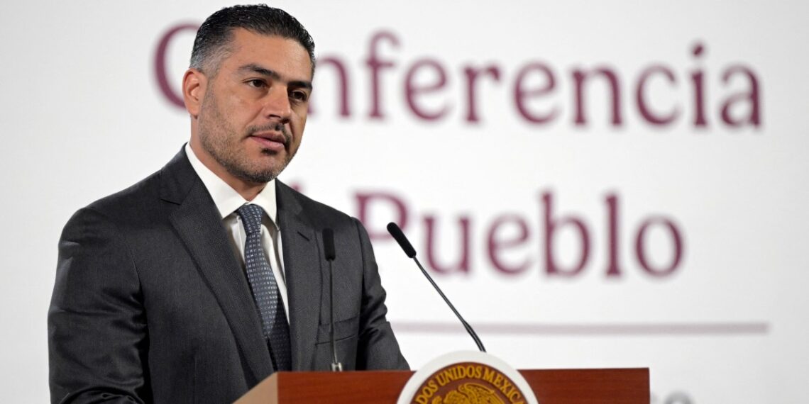 Omar García Harfuch confirmó a detención de un responsable del Rancho Izaguirre en Teuchitlán, Jalisco. (Photo by Alfredo ESTRELLA / AFP)