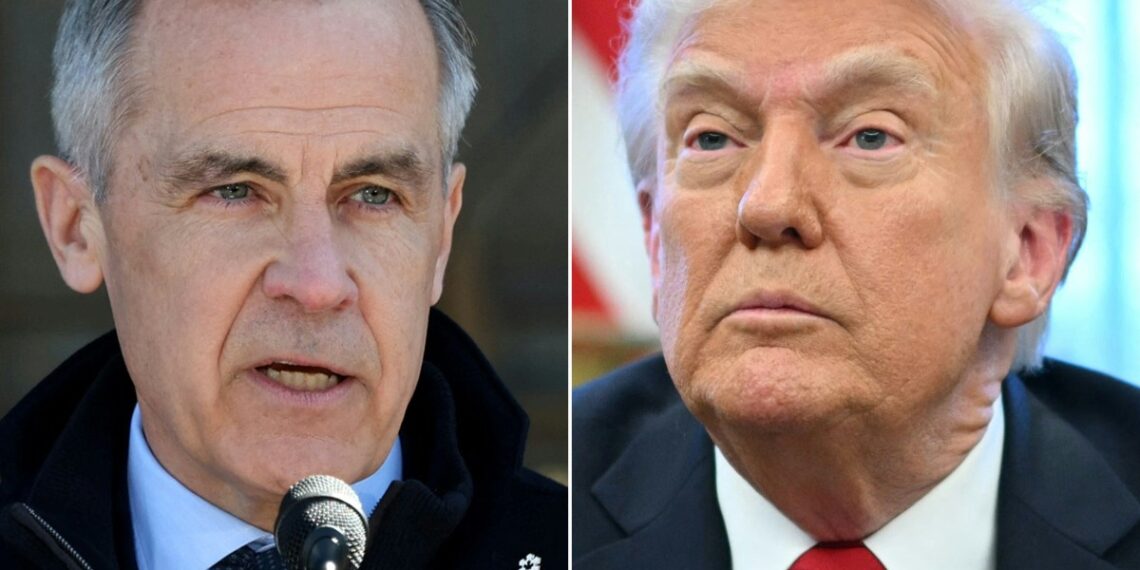 Mark Carney, premier canadiense, ha dicho que defenderá los intereses de su país. Donald Trump ha moderado el tono respecto a su contraparte al norte del Niagara. (Photo by Dave Chan and Mandel NGAN / AFP)