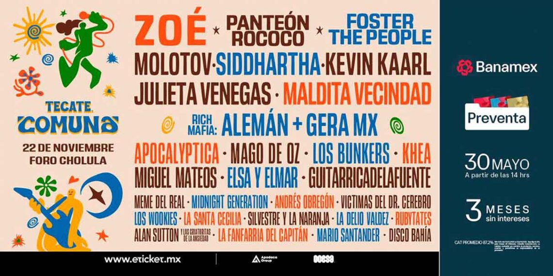 El epicentro musical de Puebla vuelve a encender sus luces: Tecate Comuna 2025