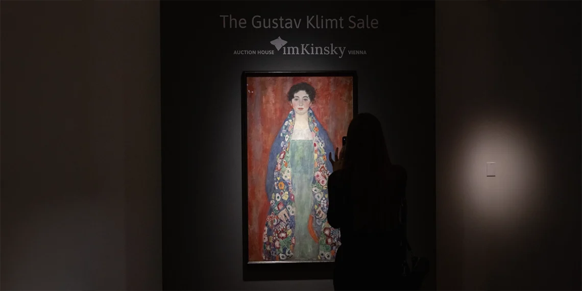 El cuadro "Retrato de la señorita Lieser", del pintor austriaco Gustav Klimt, perdido durante unos 100 años, fue redescubierto en 2024. (Joe Klamar / AFP)