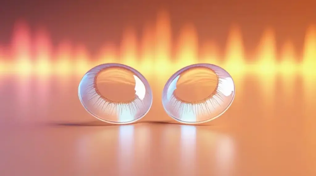 El primer desafío fue introducir suficientes nanopartículas para convertir suficiente luz infrarroja en luz visible detectable, sin alterar de otro modo las propiedades ópticas de las lentillas, incluida su transparencia. (Creada con Leonardo.Ai)