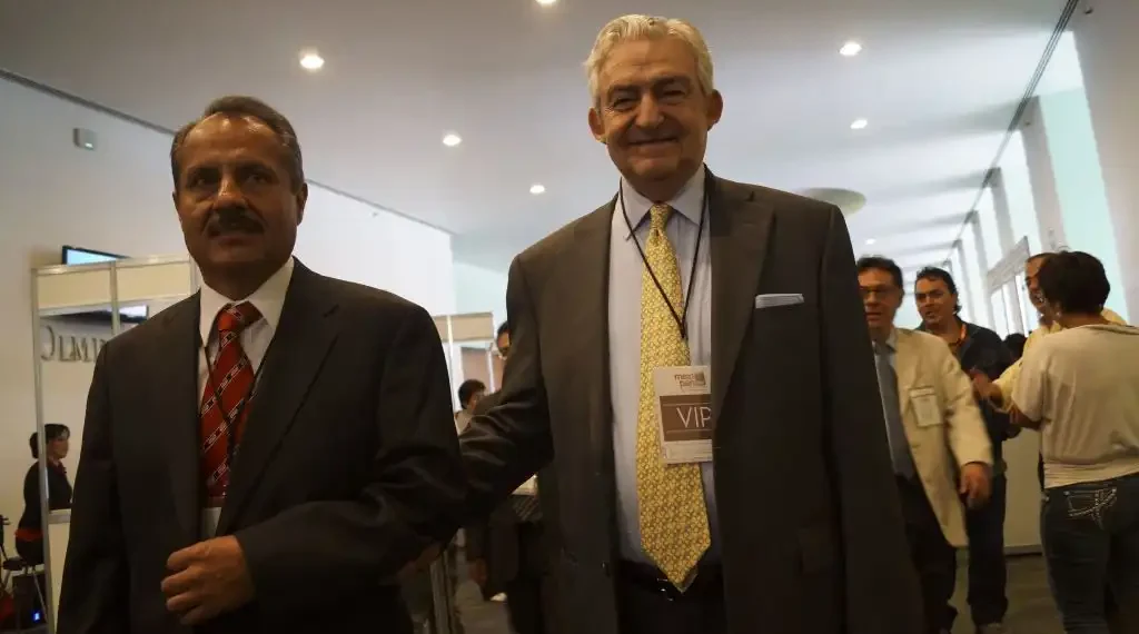 Roberto Servitje (derecha) durante la conferencia de inauguración de la MEXIPAN, "Feria Inrernacional de la industria del pan". (Cuartoscuro)